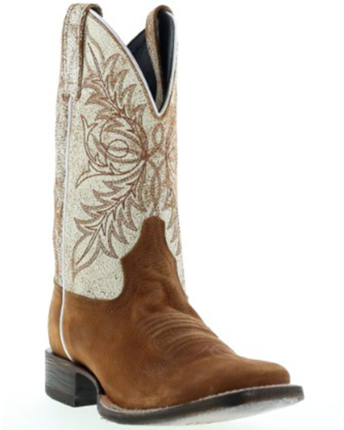 Image #1 - Botas Caborca For Liberty Black Women's Embroidered Leaf Western Boot - Broad Square Toe, Tan, hi-res
