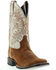 Image #1 - Botas Caborca For Liberty Black Women's Embroidered Leaf Western Boot - Broad Square Toe, Tan, hi-res