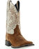 Botas Caborca For Liberty Black Women's Embroidered Leaf Western Boot - Broad Square Toe , Tan, hi-res