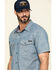 Image #4 - Hawx Men's Rancho Chambray Solid Short Sleeve Work Shirt - Tall, Blue, hi-res