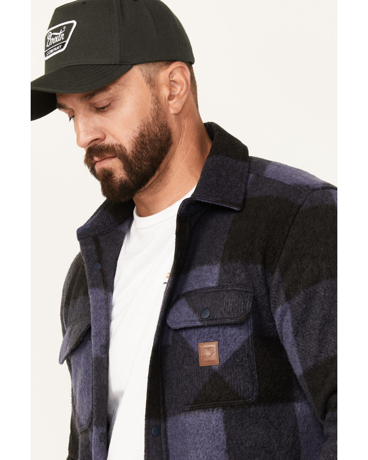 Image #2 - Brixton Men's Bowery Arctic Plaid Print Long Sleeve Snap Stretch Flannel Shirt, Navy, hi-res