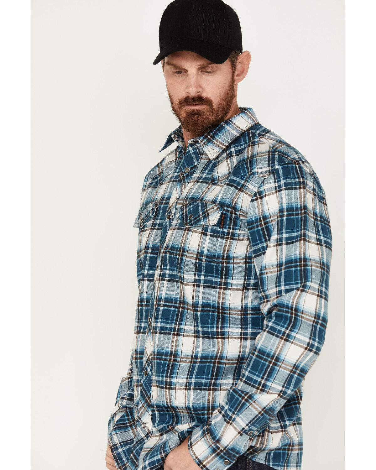 Image #2 - Cody James Men's FR Check Plaid Long Sleeve Work Shirt, Blue, hi-res