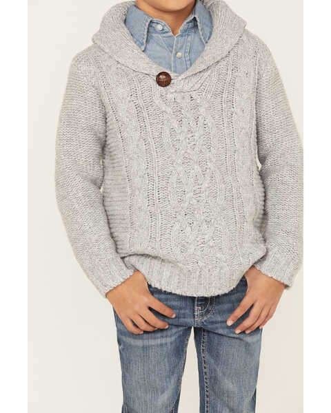 Image #3 - Cotton & Rye Boys' Cable Knit Sweater , Grey, hi-res