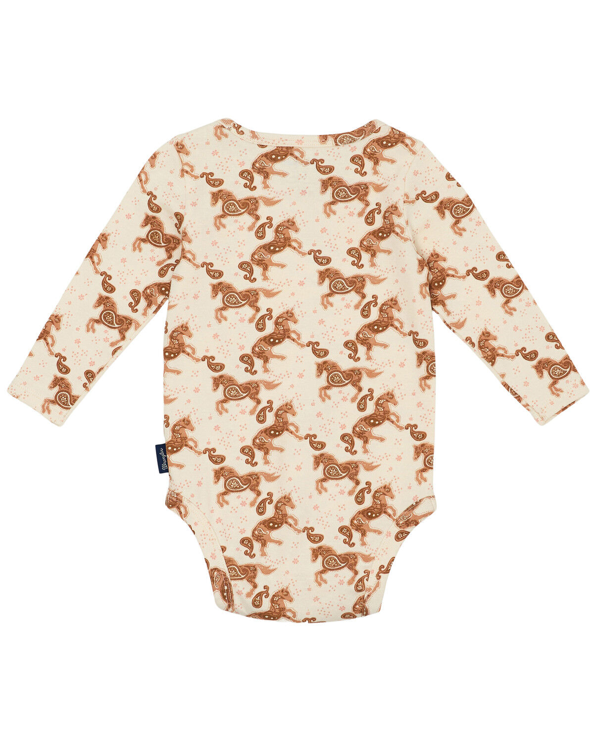Image #2 - Wrangler Infant Girls' Horse Print Long Sleeve Onesie, White, hi-res