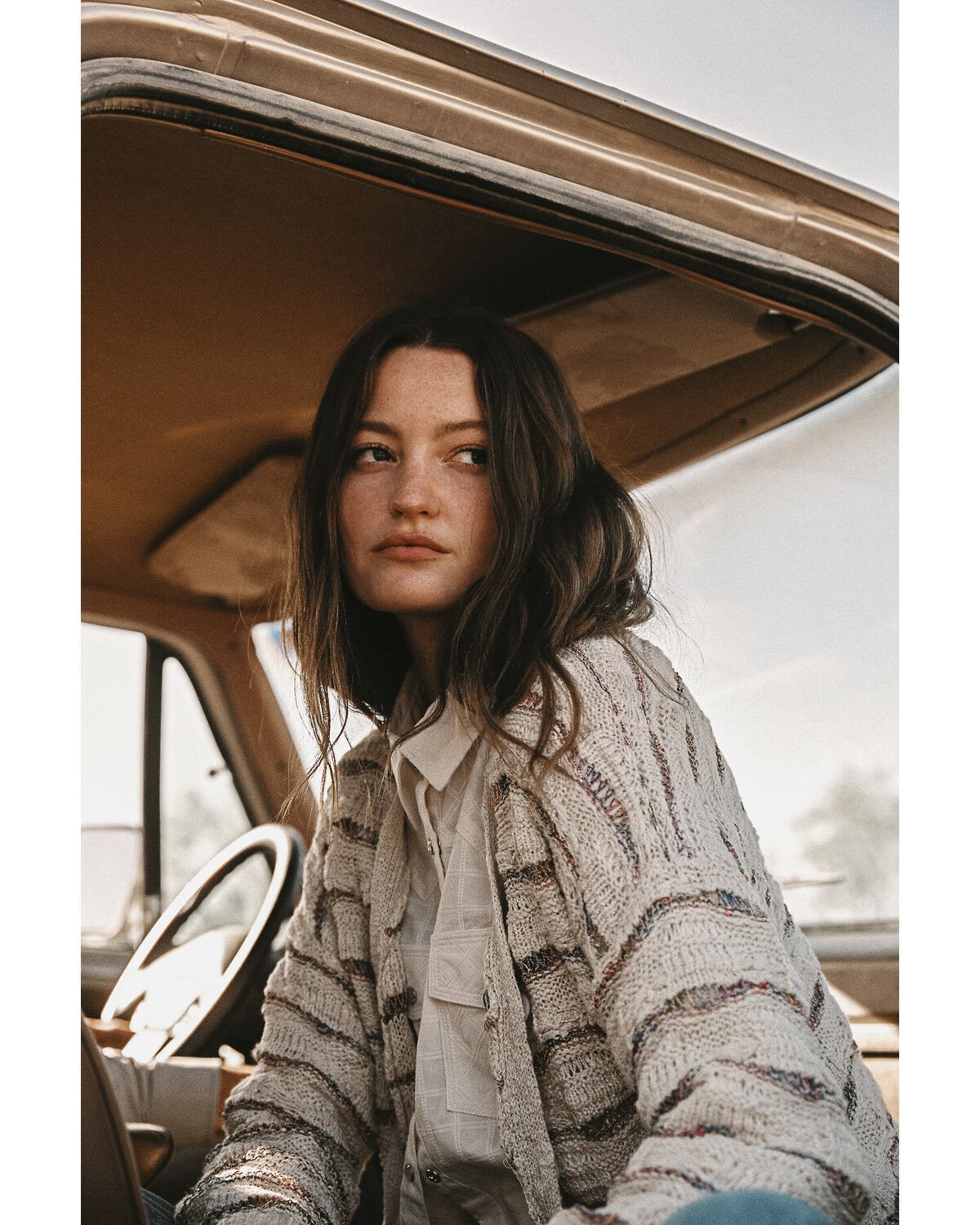 Image #1 - Molly Bracken Women's Striped Button Down Cardigan, Cream, hi-res