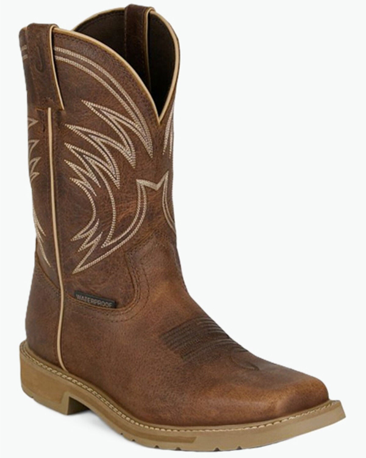 Justin Men's 11" Daywork Waterproof Work Boots - Soft Toe, Brown, hi-res