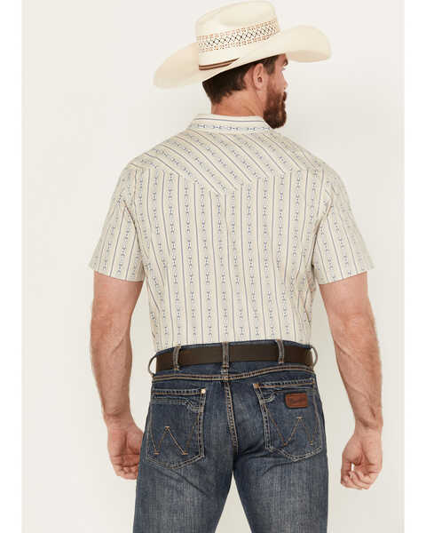 Image #4 - Cody James Men's Maya Striped Short Sleeve Western Snap Shirt, Tan, hi-res