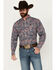 Image #1 - Cinch Men's Exploded Paisley Print Long Sleeve Button-Down Western Shirt, Red/white/blue, hi-res