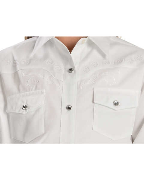 Image #2 - Wrangler Girls' Tonal Yoke Embellished Shirt, White, hi-res