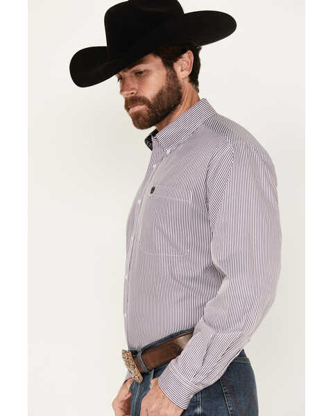 Image #2 - Cinch Men's Tencel Mini Striped Long Sleeve Button-Down Western Shirt - 3X, Purple, hi-res