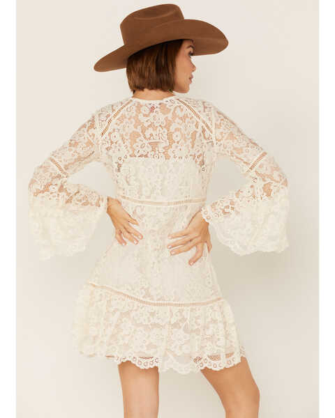 Image #4 - Honey Creek By Scully Women's Lace Crochet Long Sleeve Dress , Ivory, hi-res