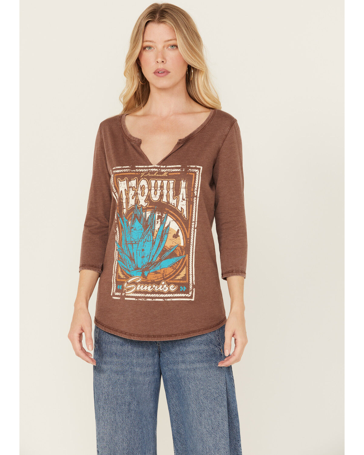 Image #1 - Panhandle Women's Tequila Sunrise Graphic Tee, Lt Brown, hi-res