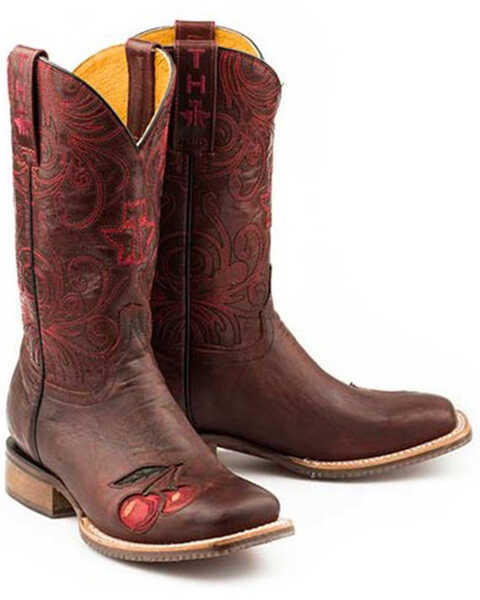 Tin Haul Women's Monster Cherry Western Boots - Broad Square Toe, Red, hi-res