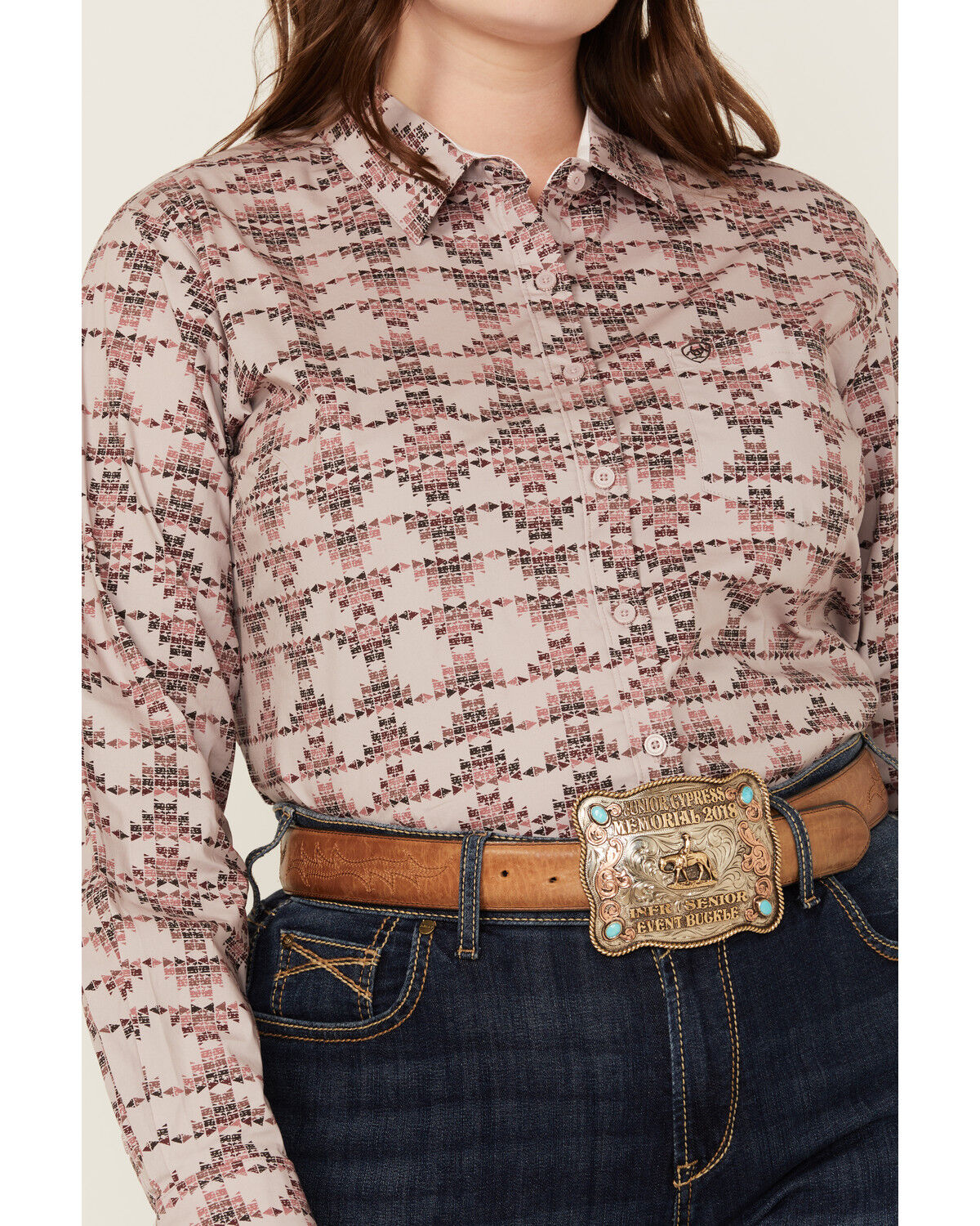 Image #3 - Ariat Women's Kirby Southwestern Print Long Sleeve Button-Down Stretch Western Shirt - Plus, Multi, hi-res