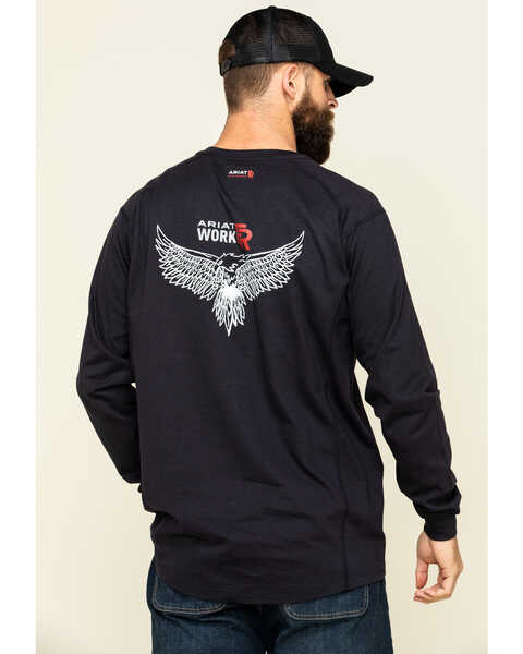 Ariat Men's Black FR Air Henley Soar Graphic Long Sleeve Work T-Shirt , Black, hi-res