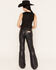 Image #3 - Wrangler X Lainey Wilson Women's Faux Leather High Rise Flare Jeans, Black, hi-res