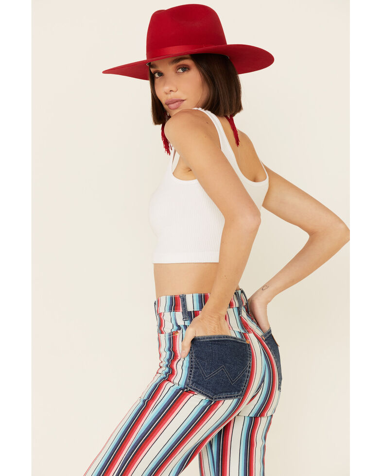 Wrangler Women's Wanderer Rainbow Stripe Flare Jeans, Multi, hi-res