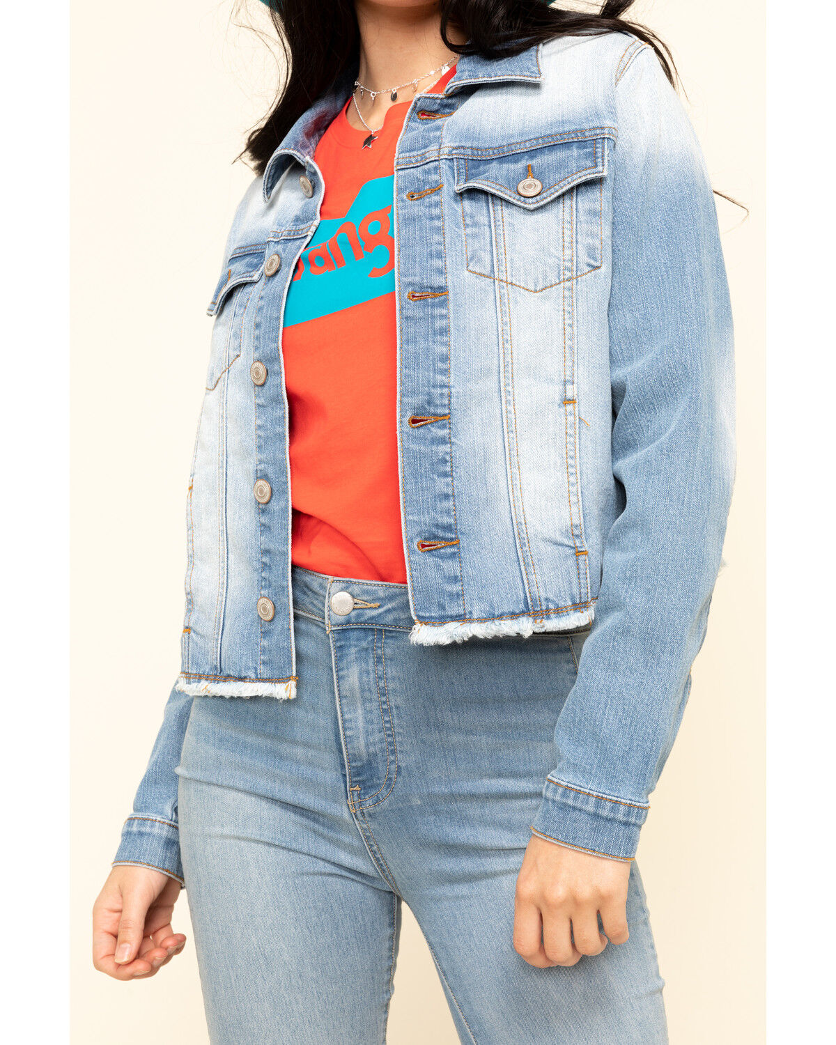 Image #4 - Shyanne Women's Cropped Paisley Americana Denim Trucker Jacket , , hi-res