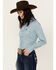 Image #2 - Cinch Women's Striped Long Sleeve Button-Down Western Core Shirt, Blue, hi-res