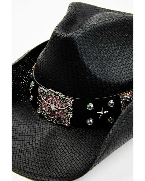 Image #2 - Shyanne Women's Imperial Valley Straw Cowboy Hat , Black, hi-res