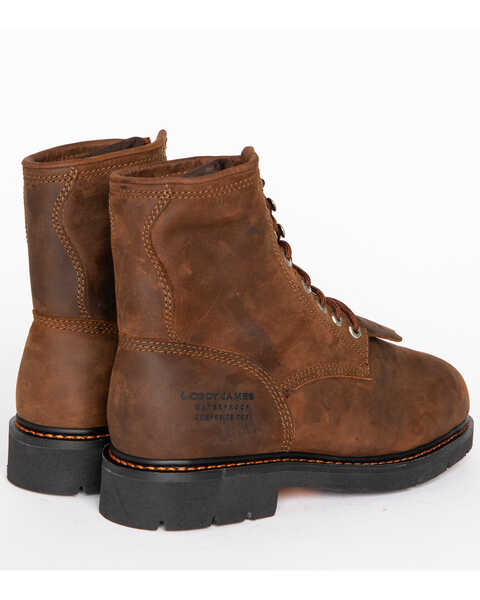 Cody James Men's 8" Lace-Up Kiltie Waterproof Work Boots - Composite Toe, Brown, hi-res