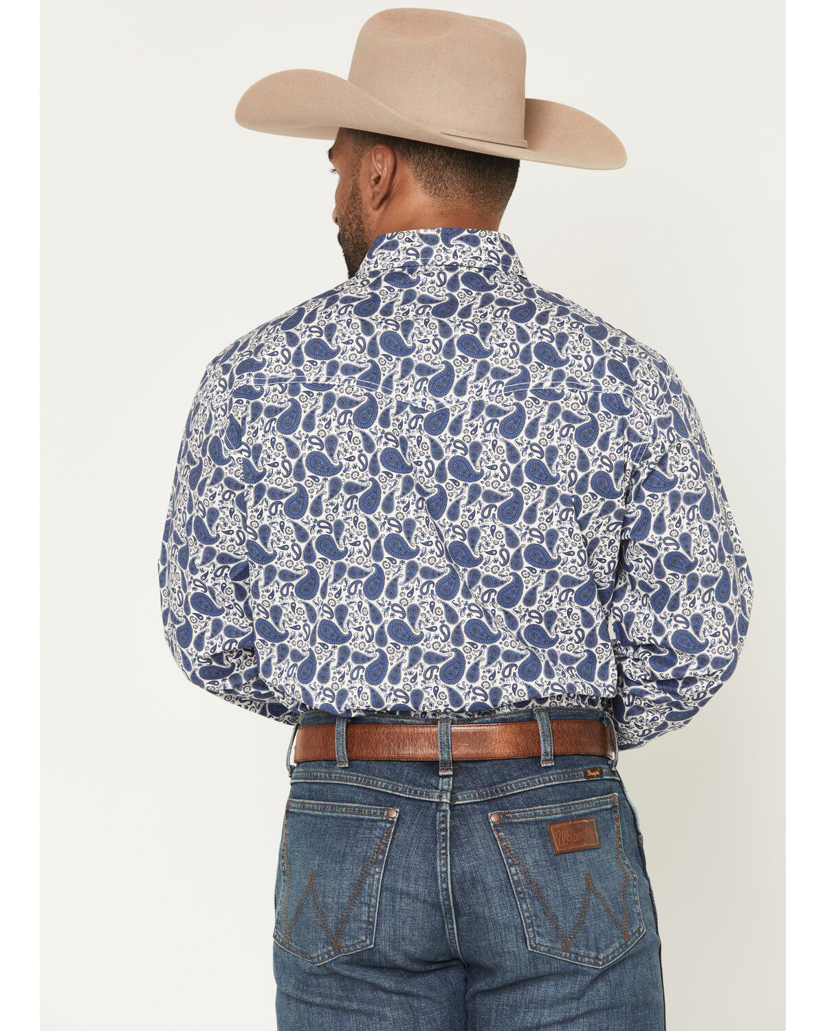 Image #4 - Wrangler 20X Men's Paisley Print Long Sleeve Snap Stretch Western Shirt, White, hi-res