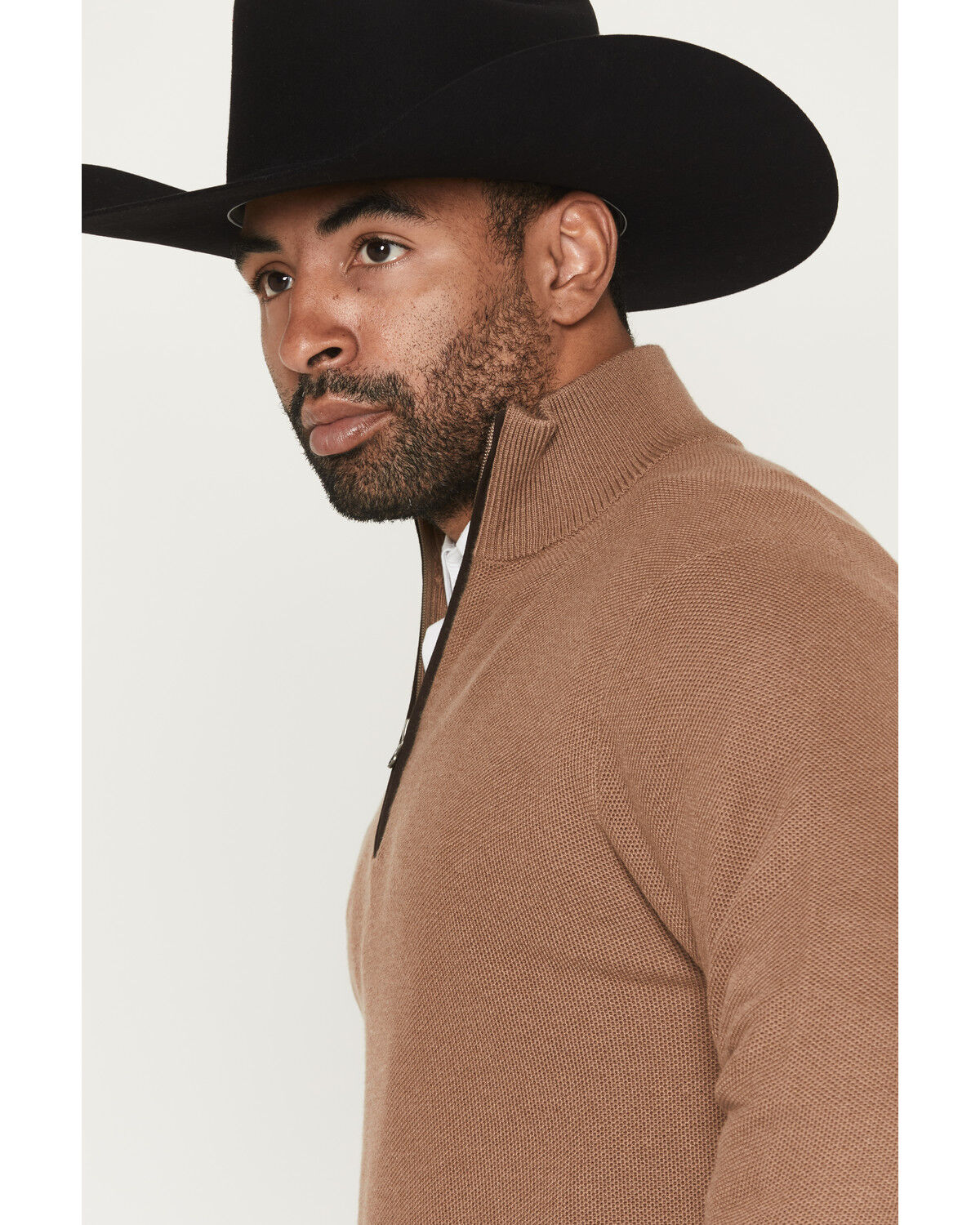 Image #2 - Cody James Black 1978™ Men's Parker Solid 1/4 Zip Pullover Sweater, Camel, hi-res