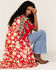 Band of the Free Women's From Paris With Love Floral Print Kimono, Red, hi-res