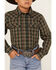 Image #3 - Cody James Boys' Douglas Fir Plaid Print Long Sleeve Snap Western Shirt, Green, hi-res