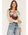 Image #1 - Wild Moss Women's Floral Print Long Sleeve Mesh Top, Multi, hi-res