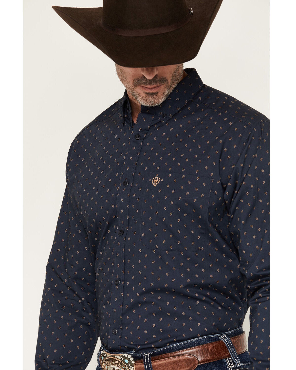 Image #2 - Ariat Men's Canyon Paisley Print Long Sleeve Button-Down Western Shirt - Tall, Blue, hi-res