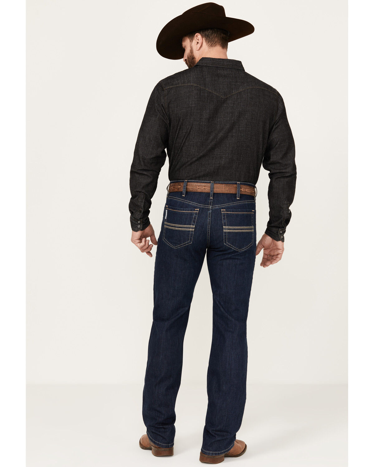 Image #3 - Cinch Men's Silver Label Dark Stonewash Slim Straight Performance Stretch Denim Jeans, Indigo, hi-res