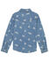Image #2 - Wrangler Girls' Conversation Print Long Sleeve Snap Denim Western Shirt, Blue, hi-res
