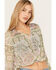 Shyanne Women's Long Sleeve Print Woven Tunic, Sage, hi-res