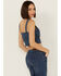 Image #4 - Rock & Roll Denim Women's Dark Wash Pinstripe Denim Corset Crop Top, Dark Wash, hi-res