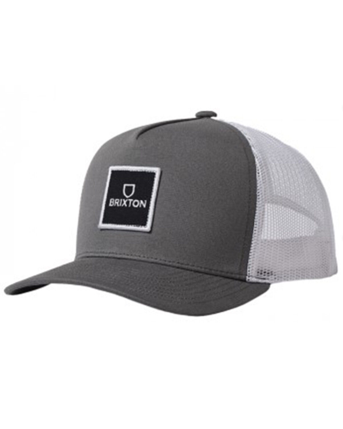 Image #1 - Brixton Men's Alpha Block Logo Patch Crossover MP Cap, Grey, hi-res
