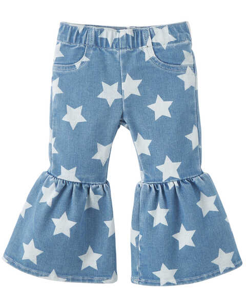 Image #1 - Wrangler Infant Girls' Star Print Flare Jeans , Blue, hi-res