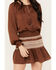 Image #3 - Shyanne Women's Satin Peasant Mini Dress, Dark Brown, hi-res