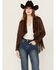 Image #1 - Shyanne Women's Open Front Faux Suede Fringe Jacket, Dark Brown, hi-res