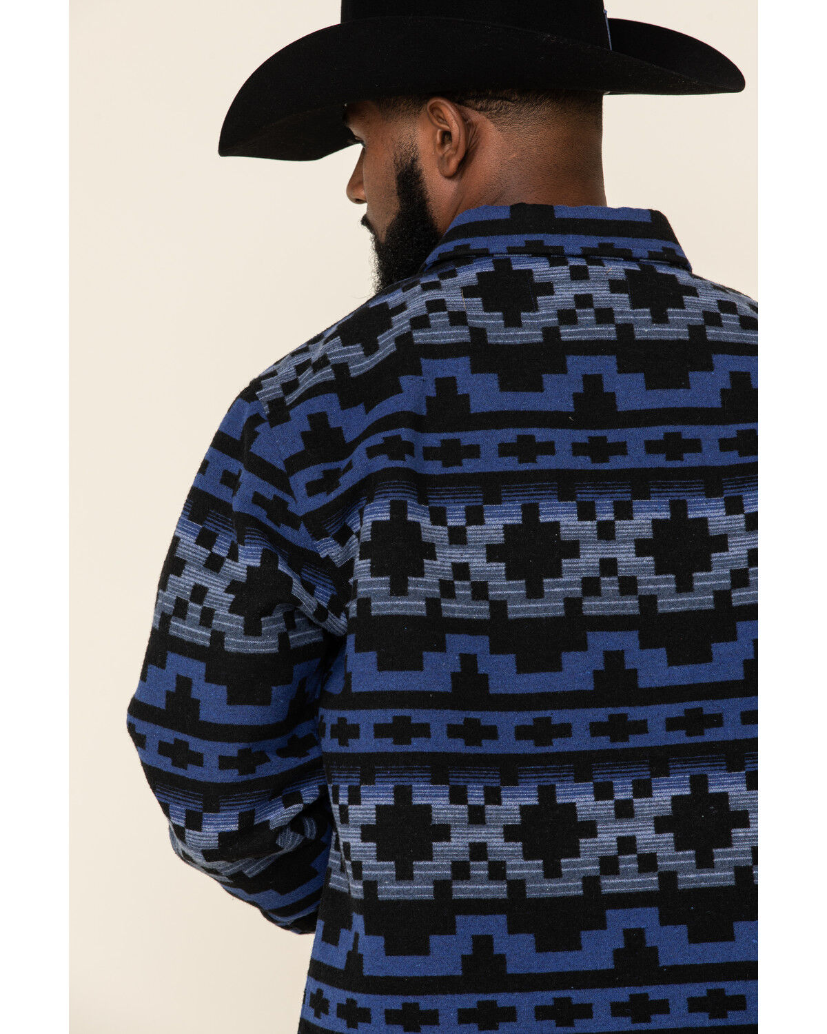 Image #4 - Powder River Outfitters Men's Southwestern Print Jacquard Shirt Jacket, Navy, hi-res