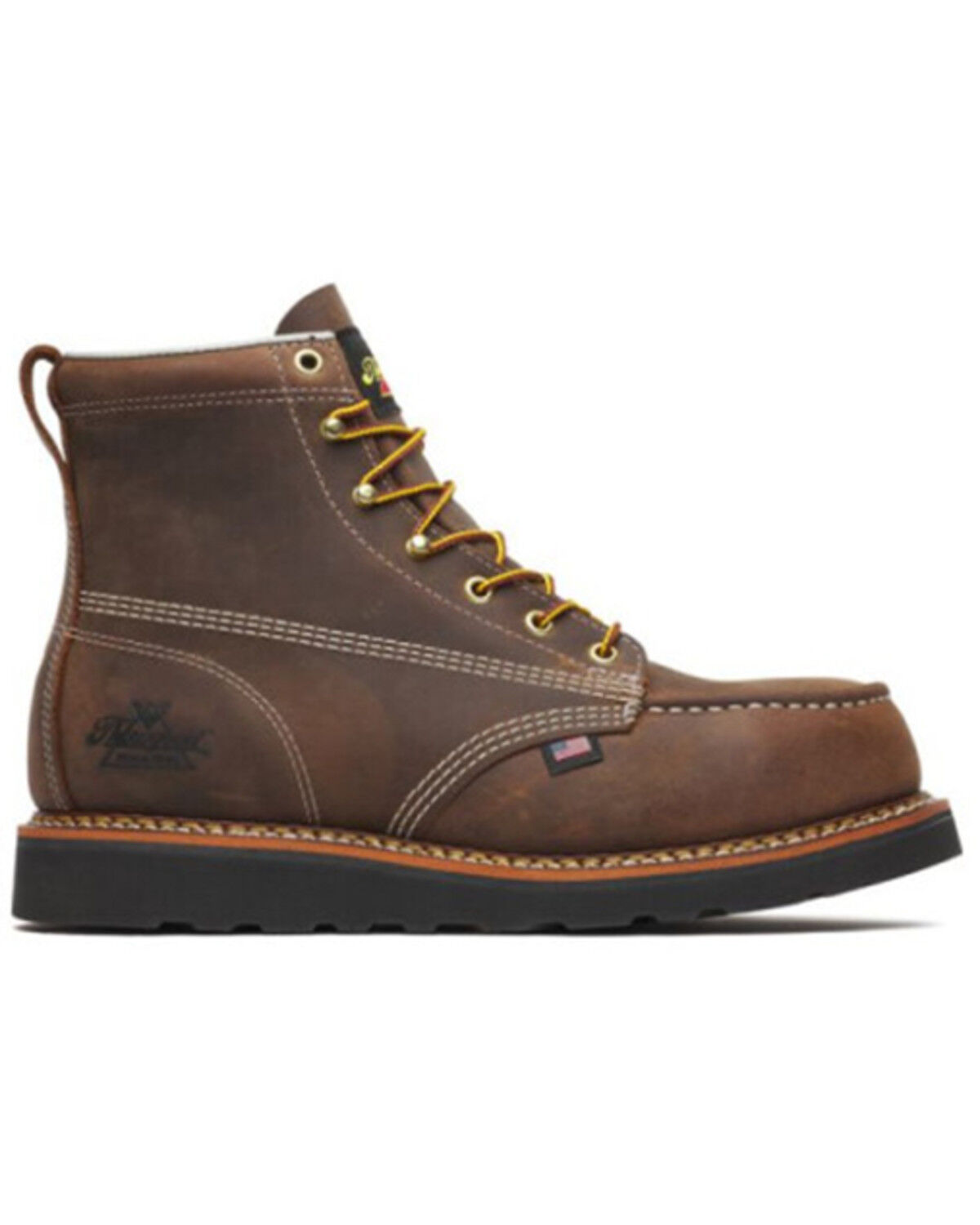 Image #1 - Thorogood Men's 6" Moc Wedge Work Boots - Steel Toe, Brown, hi-res