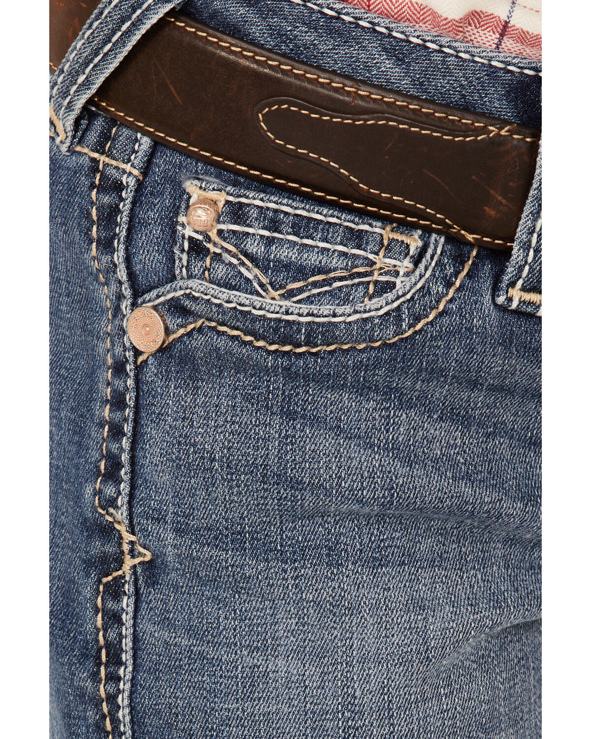 Image #2 - Ariat Girls' Medium Wash Eleanor Whipstitch Stretch Slim Bootcut Jeans, Indigo, hi-res