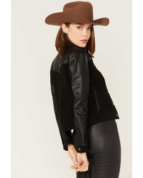 Image #4 - Wrangler Women's Leather And Suede Jacket, Black, hi-res