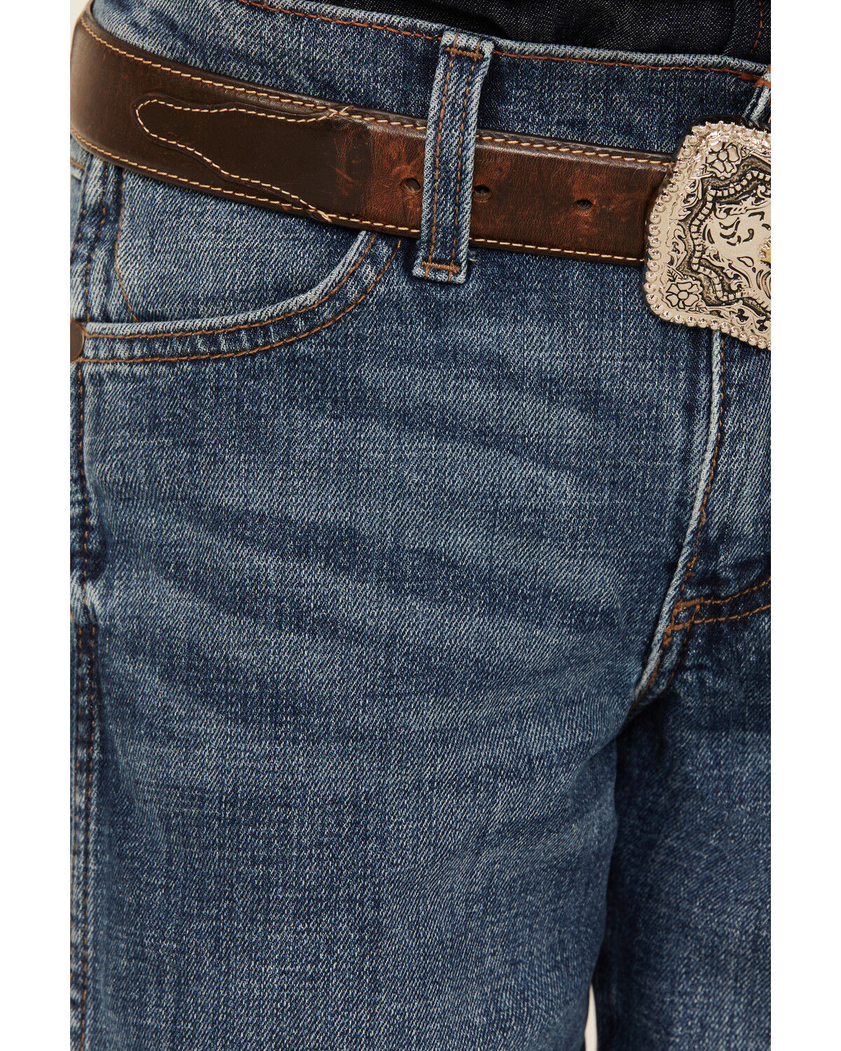 Image #2 - Wrangler Retro Boys' Medium Wash Relaxed Bootcut Stretch Denim Jeans, Blue, hi-res