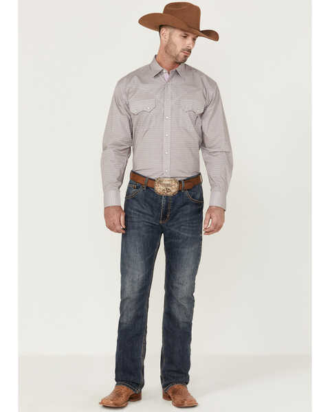 Image #2 - Resistol Men's Arcadia Geo Print Long Sleeve Pearl Snap Western Shirt , Purple, hi-res