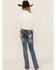 Grace in LA Girls' Medium Wash Mid Rise Floral Steer Head Pocket Bootcut Jeans, Medium Wash, hi-res