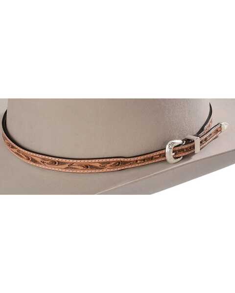 Image #1 - Embossed Leather Hat Band, Natural, hi-res