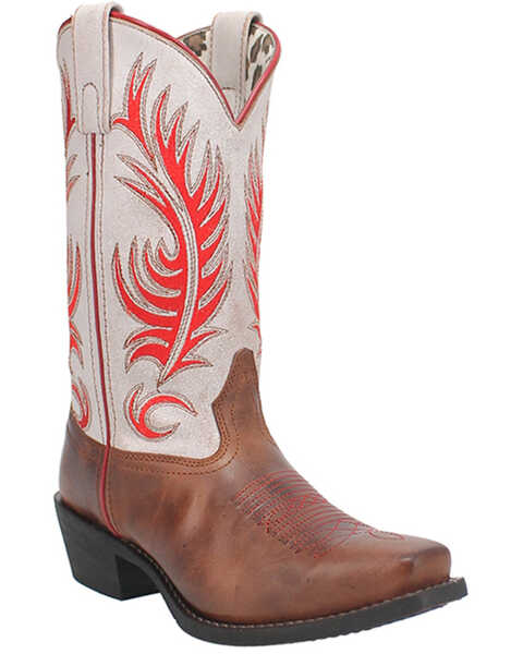 Laredo Women's Feather Love Western Boots - Square Toe, White, hi-res