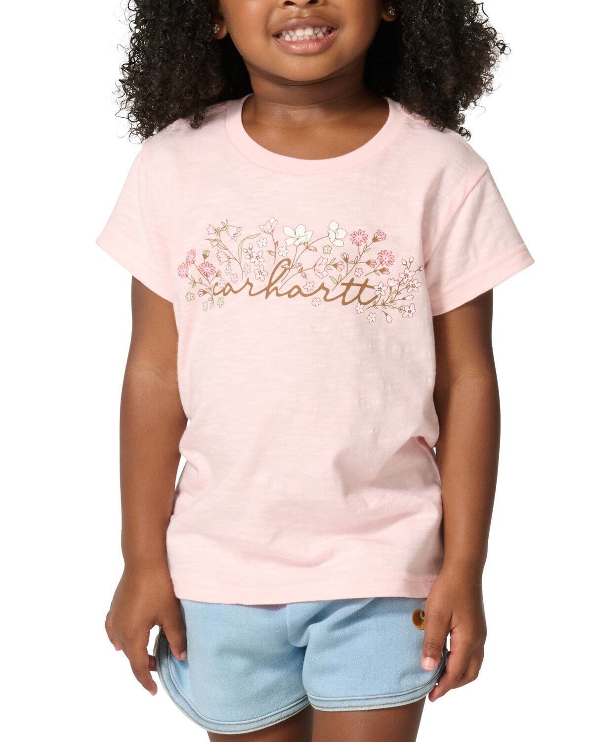 Carhartt Toddler Girls' Floral Logo Short Sleeve Graphic Tee, Light Pink, hi-res