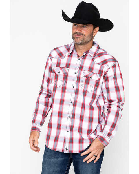 Cody James Men's Brooks Plaid Long Sleeve Western Shirt , White, hi-res